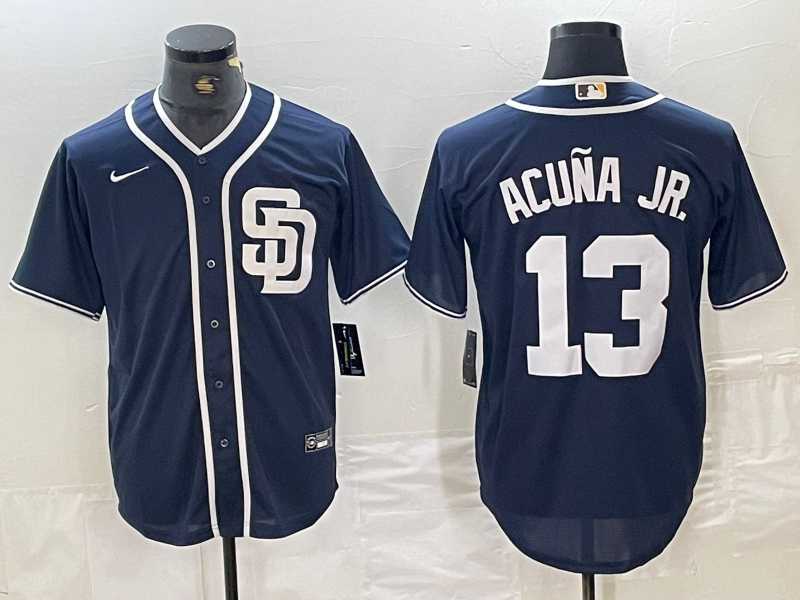 Mens San Diego Padres #13 Ronald Acuna Jr Navy Blue Cool Base Stitched Baseball Jersey->san diego padres->MLB Jersey